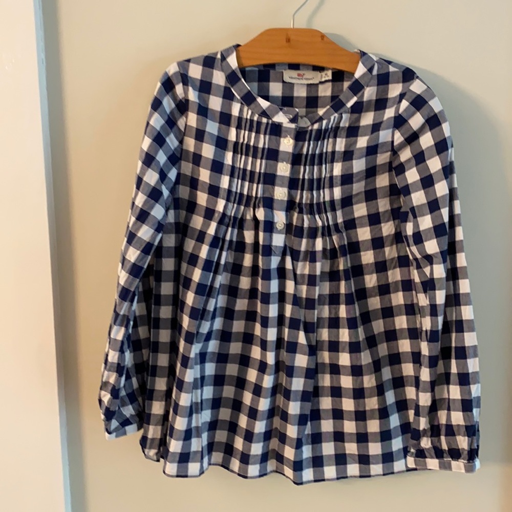 Vineyard Vines blue checkered top
